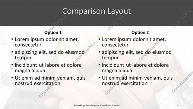 Comparison presentation slide layout