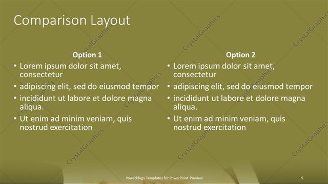 Comparison presentation slide layout