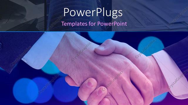  Presentation with corporate - Two business men shaking hands on a dark background