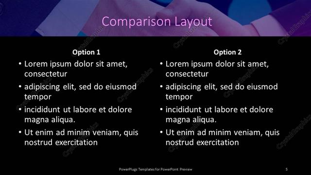 Comparison presentation slide layout