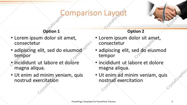 Comparison presentation slide layout