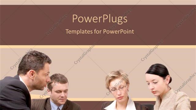  Presentation with attention - Two business men and two women paying attention to presentation on table