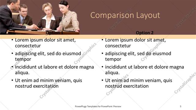 Comparison presentation slide layout