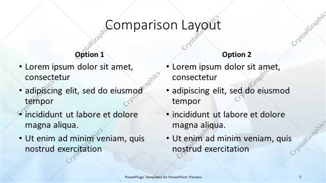 Comparison presentation slide layout