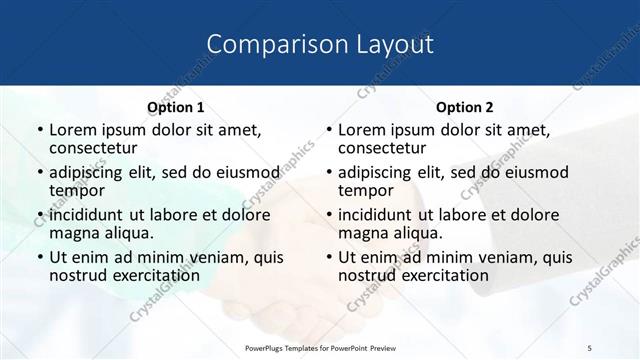 Comparison presentation slide layout