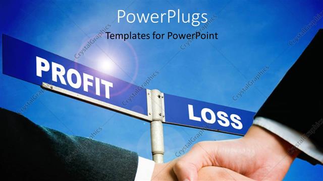 Presentation with profit loss - Two business people shaking hands over profit and loss sign post