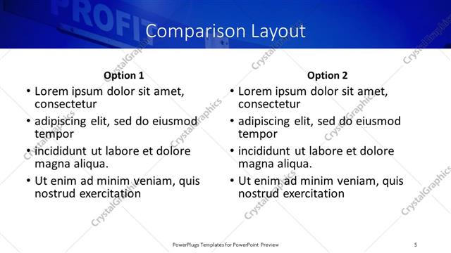 Comparison presentation slide layout