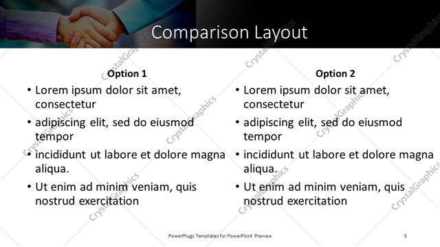 Comparison presentation slide layout