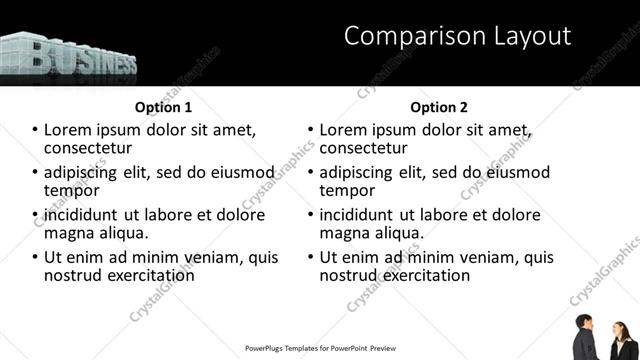Comparison presentation slide layout