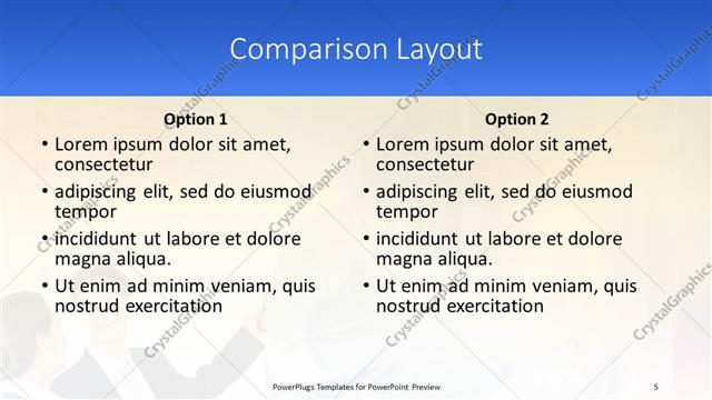 Comparison presentation slide layout