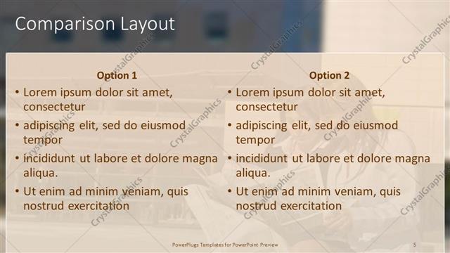 Comparison presentation slide layout
