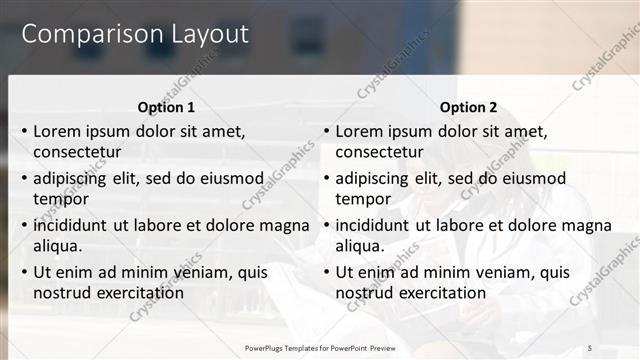 Comparison presentation slide layout