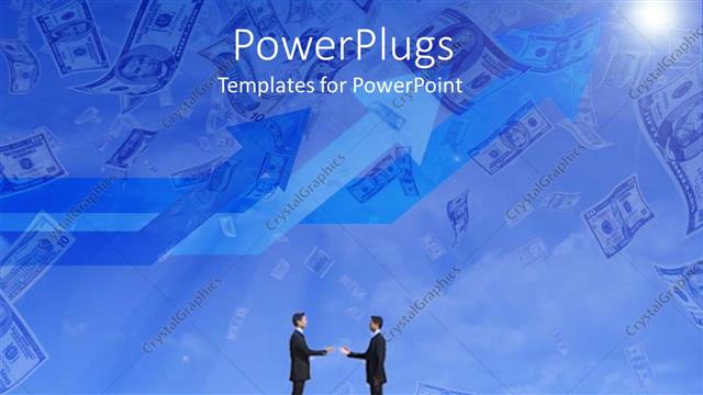  Presentation with perfect - Two businessman finlalising a deal with clouds in the background