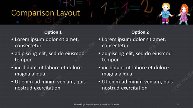Comparison presentation slide layout
