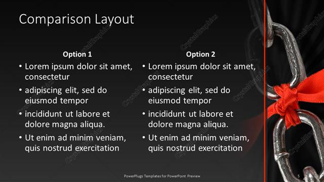 Comparison presentation slide layout