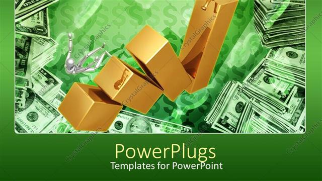  Presentation with gold bars - Two characters falling off gold bars with lots of dollar bills around