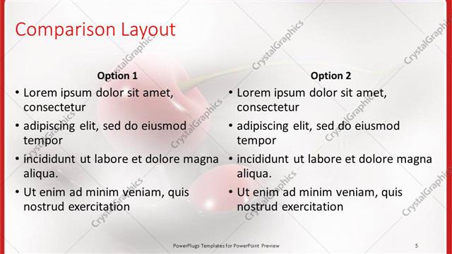 Comparison presentation slide layout