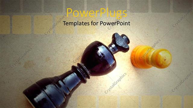  Presentation with black queen - Two chess pieces of a black queen and yellow pawn