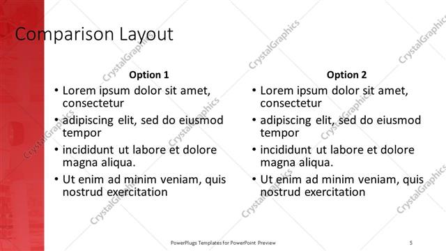 Comparison presentation slide layout