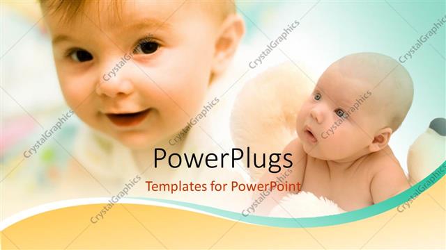  Presentation with young children - Two children in young age with bluish background