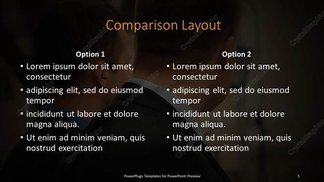 Comparison presentation slide layout
