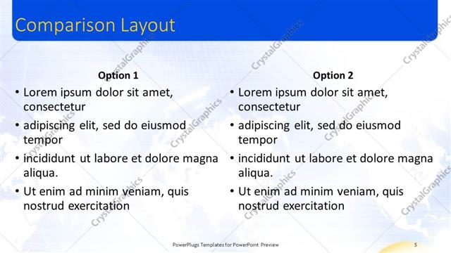 Comparison presentation slide layout