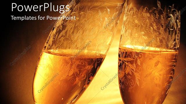  Presentation with wine - Two clinking wine glasses on golden background