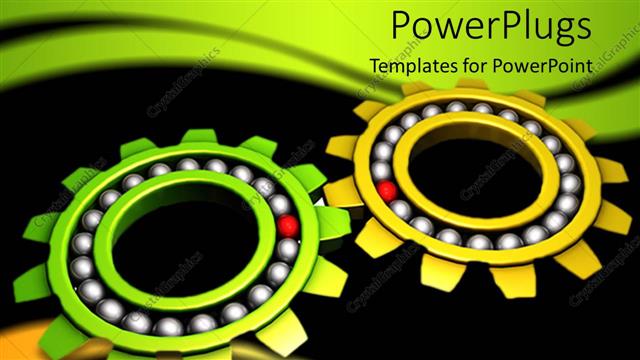  Presentation with gears - Two colorful gears with dark background