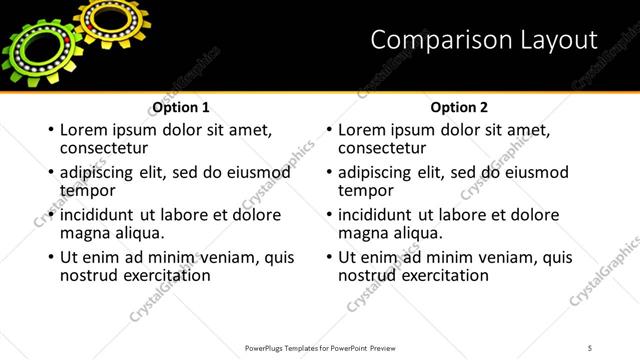 Comparison presentation slide layout