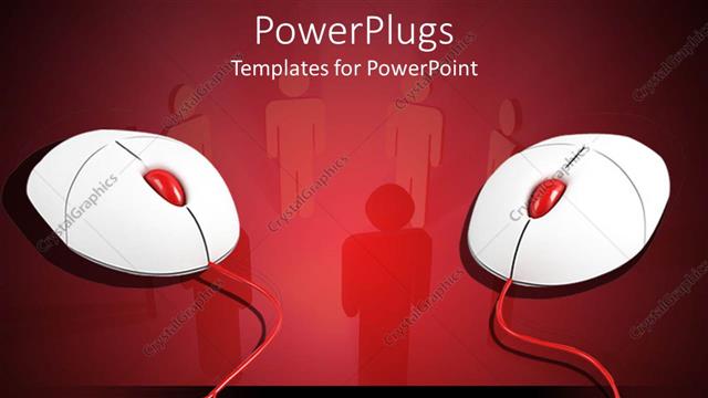 Presentation with wires - Two computer mouse with wires forming word team on red and black background