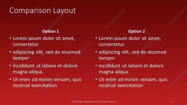 Comparison presentation slide layout