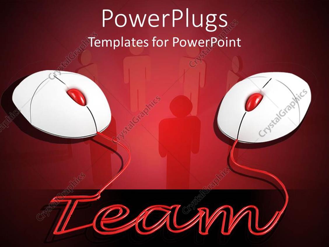 PowerPoint Template two computer mouse with wires forming word team on