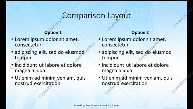 Comparison presentation slide layout