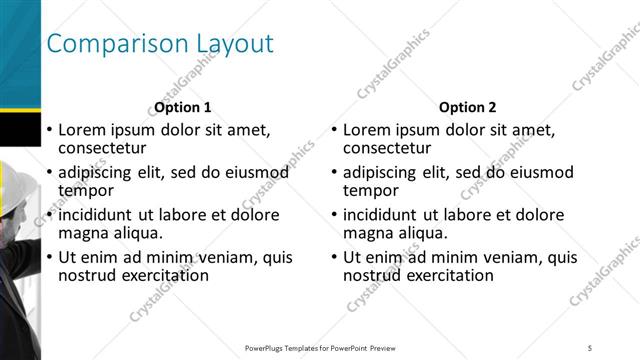 Comparison presentation slide layout