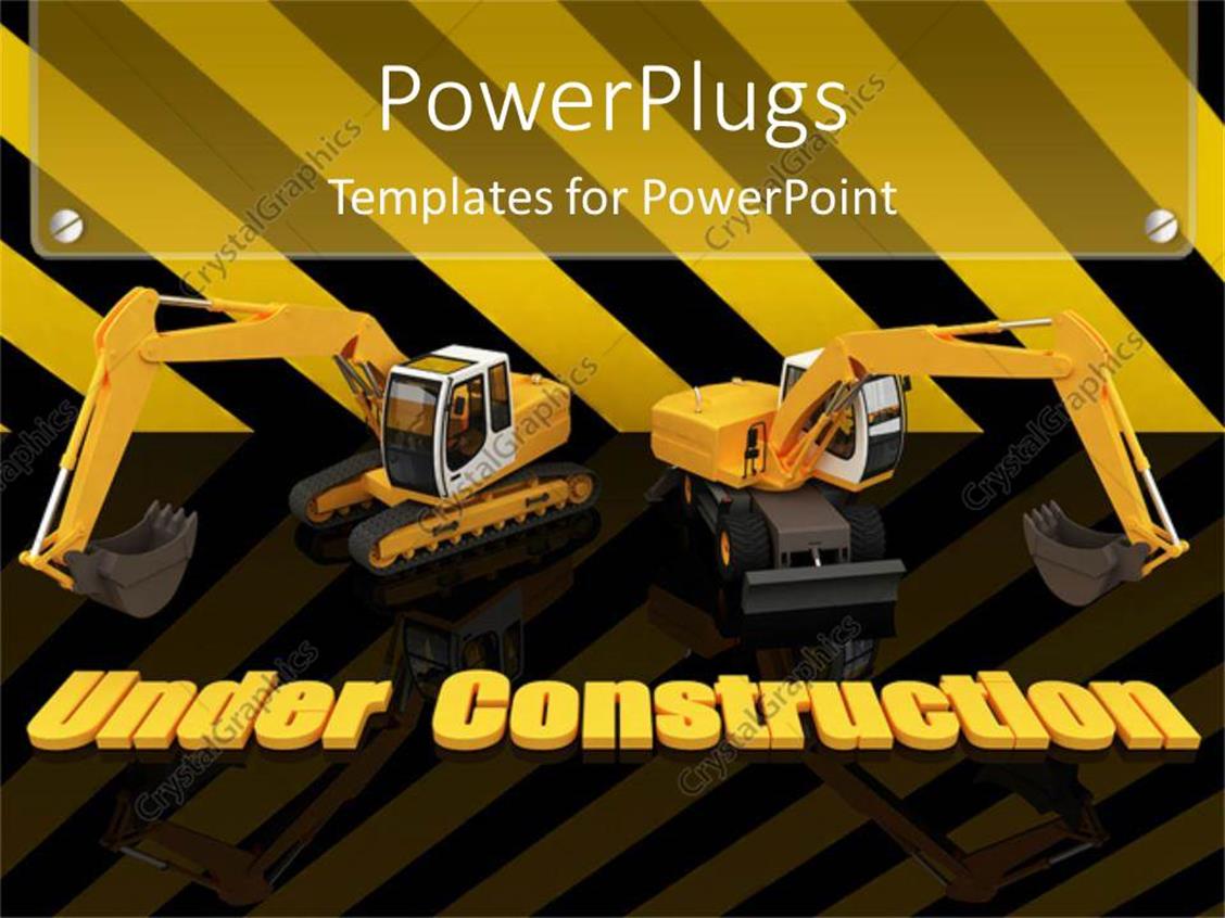 PowerPoint Template Two Construction Machineries Atop Of Yellow Under 
