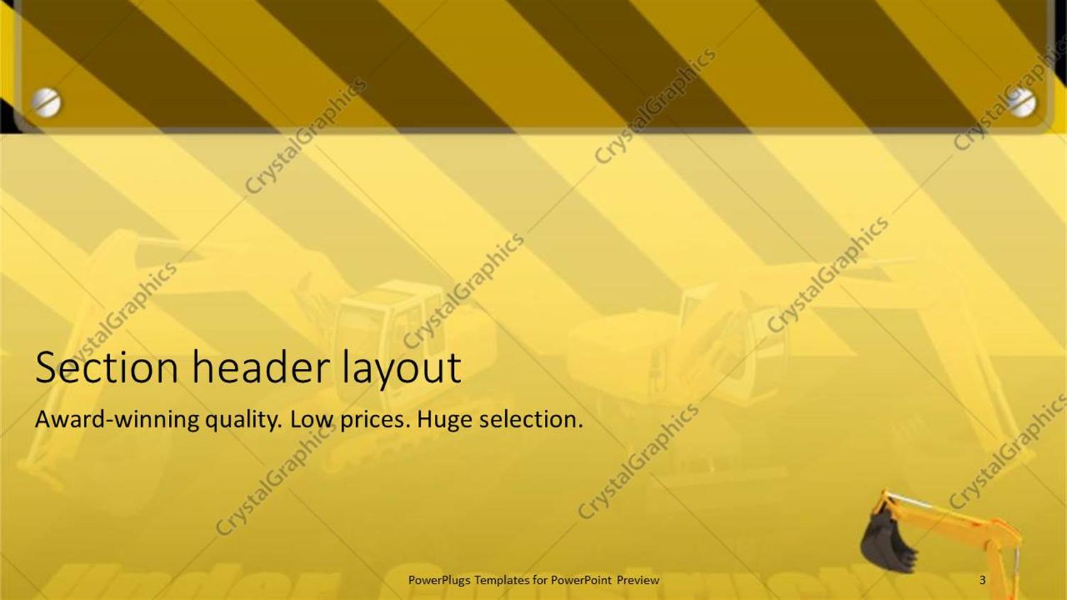 PowerPoint Template Two Construction Machineries Atop Of Yellow Under 