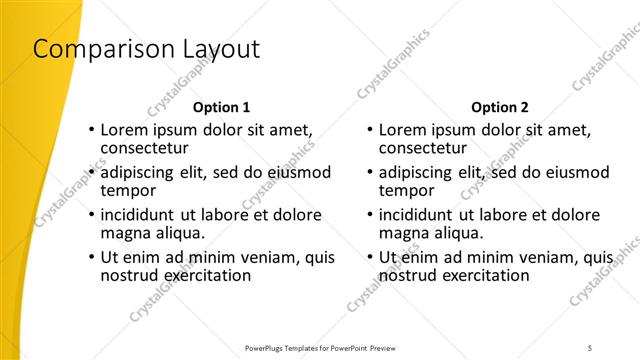 Comparison presentation slide layout
