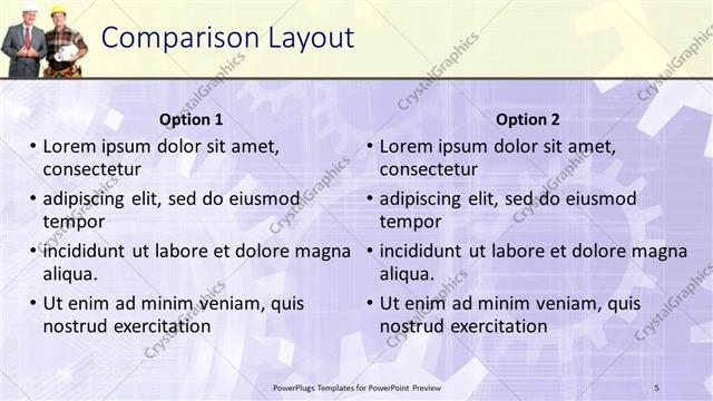 Comparison presentation slide layout
