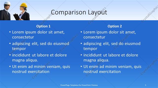 Comparison presentation slide layout