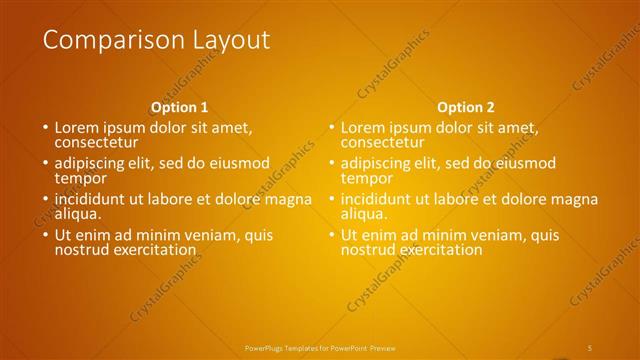 Comparison presentation slide layout