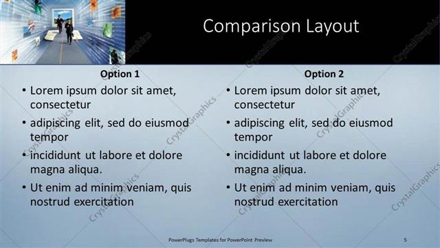 Comparison presentation slide layout