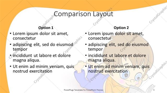 Comparison presentation slide layout