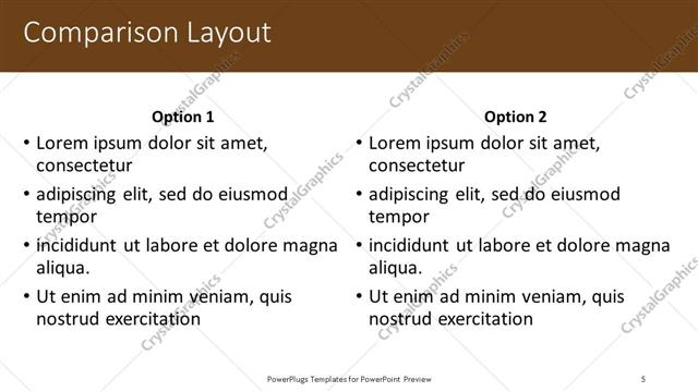 Comparison presentation slide layout