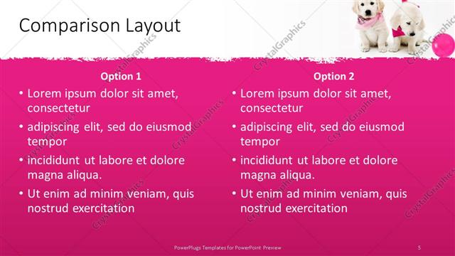Comparison presentation slide layout
