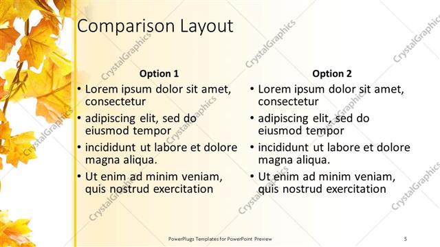 Comparison presentation slide layout
