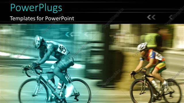  Presentation with competition - Two cyclists with different filters and motion blur