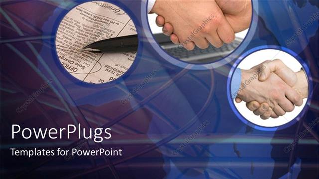  Presentation with classified - Two depictions of hands shaking and pen on circled classified ad