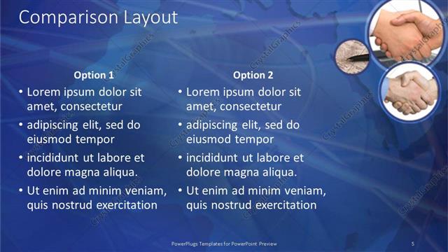 Comparison presentation slide layout