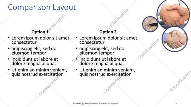 Comparison presentation slide layout