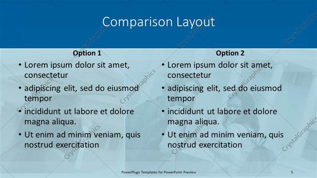 Comparison presentation slide layout
